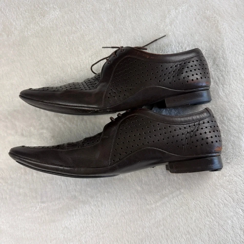 Vtg Mezlan Okanagan Oxford Mens 11M Brown Perforated Leather‎ Spain Y2K Luxury